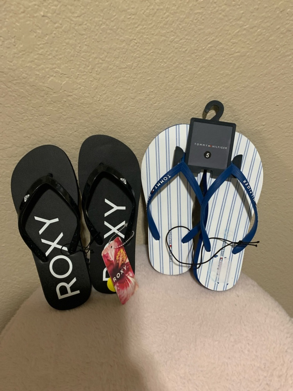 LMT: Two Pairs: Roxy Kids Black Logo & Tommy Hilfiger Flip Flops